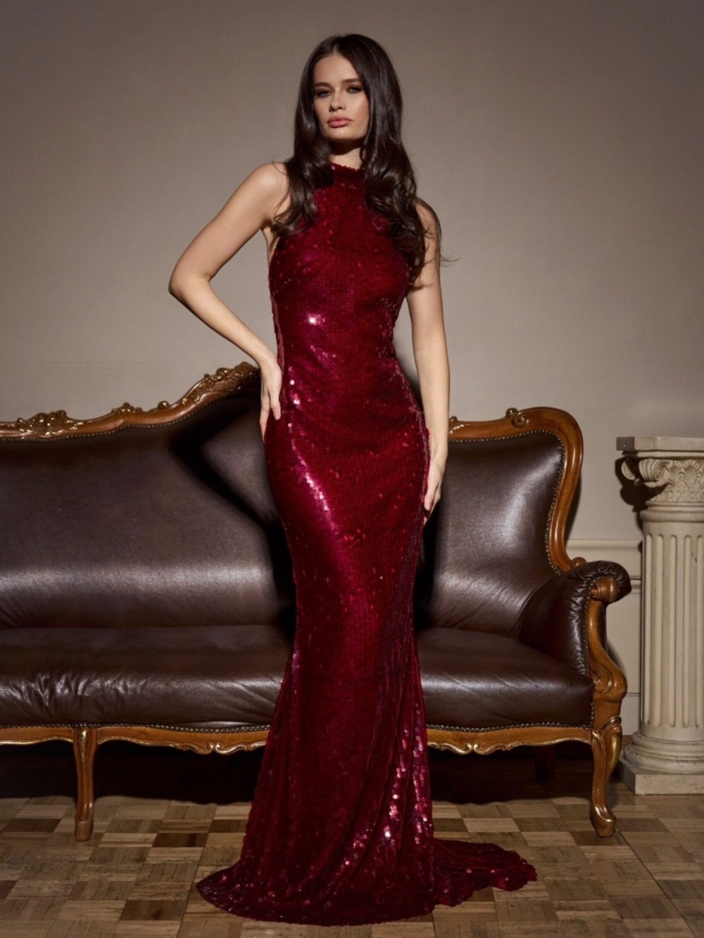 Serena red wine dress